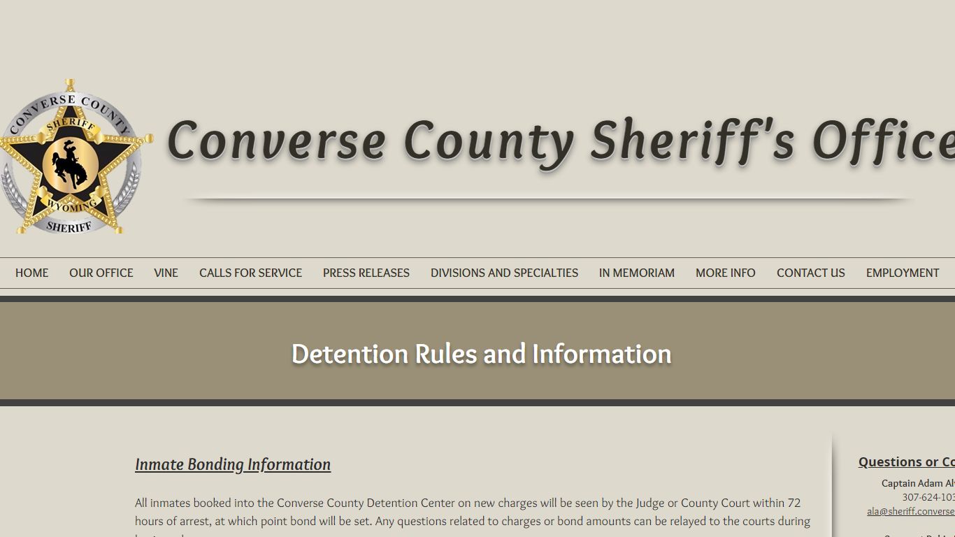 Detention Rules and Info - Converse County Sheriff's Office